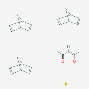 molecular formula C26H31IrO2- B6298407 Tris(norbornadiene)(acetylacetonato)iridium(III), 98% (99.9%-Ir) CAS No. 41612-46-8