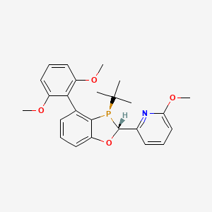 molecular formula C25H28NO4P B6298452 2-((2R,3R)-3-(tert-Butyl)-4-(2,6-dimethoxyphenyl)-2,3-dihydrobenzo[d][1,3]oxaphosphol-2-yl)-6-methoxypyridine, 97% (>99% ee) CAS No. 2565792-77-8