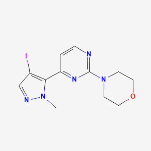 molecular formula C12H14IN5O B6298587 4-(4-(4-Iodo-1-methyl-1H-pyrazol-5-yl)pyrimidin-2-yl)morpholine CAS No. 2177266-93-0
