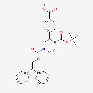 molecular formula C31H32N2O6 B6298632 4-(4-(((9H-Fluoren-9-yl)methoxy)carbonyl)-1-(t-butoxycarbonyl)piperazin-2-yl)benzoic acid CAS No. 2177264-18-3