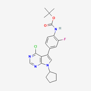 molecular formula C22H24ClFN4O2 B6298640 t-Butyl (4-(4-chloro-7-cyclopentyl-7H-pyrrolo[2,3-d]pyrimidin-5-yl)-2-fluorophenyl)carbamate CAS No. 2225879-16-1