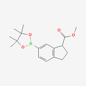 molecular formula C17H23BO4 B6298772 6-(4,4,5,5-四甲基-1,3,2-二氧杂硼环丁烷-2-基)-2,3-二氢-1H-茚满-1-羧酸甲酯 CAS No. 2304631-36-3