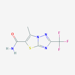 molecular formula C7H5F3N4OS B6299009 6-Methyl-2-trifluoromethyl-thiazolo[3,2-b][1,2,4]triazole-5-carboxylic acid amide CAS No. 2368871-17-2