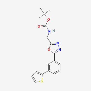 molecular formula C18H19N3O3S B6299031 [5-(3-Thiophen-2-yl-phenyl)-[1,3,4]oxadiazol-2-ylmethyl]-carbamic acid tert-butyl ester CAS No. 2368871-55-8