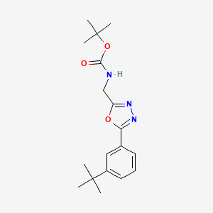 molecular formula C18H25N3O3 B6299042 [5-(3-tert-Butyl-phenyl)-[1,3,4]oxadiazol-2-ylmethyl]-carbamic acid tert-butyl ester CAS No. 2368870-59-9