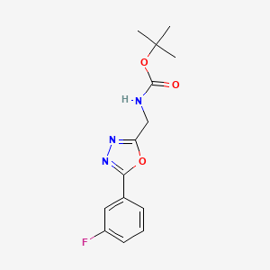 molecular formula C14H16FN3O3 B6299071 [5-(3-Fluoro-phenyl)-[1,3,4]oxadiazol-2-ylmethyl]-carbamic acid tert-butyl ester CAS No. 1201594-72-0