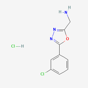 molecular formula C9H9Cl2N3O B6299123 C-[5-(3-Chloro-phenyl)-[1,3,4]oxadiazol-2-yl]-methylamine hydrochloride CAS No. 1228879-26-2