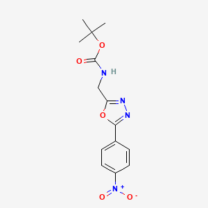 molecular formula C14H16N4O5 B6299128 [5-(4-Nitro-phenyl)-[1,3,4]oxadiazol-2-ylmethyl]-carbamic acid tert-butyl ester CAS No. 2030426-52-7
