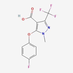 molecular formula C12H8F4N2O3 B6299173 5-(4-Fluoro-phenoxy)-1-methyl-3-trifluoromethyl-1H-pyrazole-4-carboxylic acid CAS No. 2368871-53-6