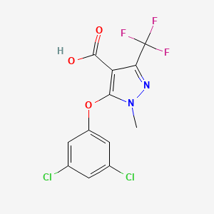 molecular formula C12H7Cl2F3N2O3 B6299185 5-(3,5-Dichloro-phenoxy)-1-methyl-3-trifluoromethyl-1H-pyrazole-4-carboxylic acid CAS No. 2368871-10-5