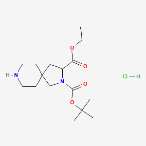 molecular formula C16H29ClN2O4 B6299239 2-t-Butyl 3-ethyl 2,8-diazaspiro[4.5]decane-2,3-dicarboxylate hydrochloride, 95% CAS No. 2303565-42-4