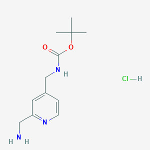 molecular formula C12H20ClN3O2 B6299273 t-Butyl {[2-(aminomethyl)-4-pyridinyl]methyl}carbamate hydrochloride, 95% CAS No. 2252434-78-7