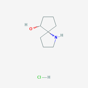 molecular formula C8H16ClNO B6299278 rac-(5R,6R)-1-Azaspiro[4.4]nonan-6-ol hydrochloride, 95% CAS No. 2252434-81-2