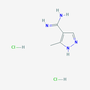 molecular formula C5H10Cl2N4 B6299281 3-Methyl-1H-pyrazole-4-carboximidamide dihydrochloride, 95% CAS No. 2252434-79-8