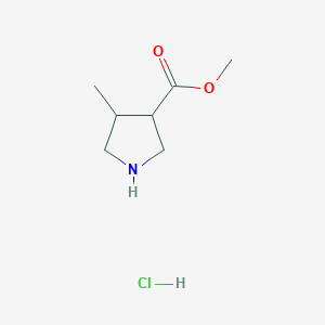 molecular formula C7H14ClNO2 B6299295 Methyl 4-methyl-3-pyrrolidinecarboxylate hydrochloride, 95% CAS No. 2565806-68-8