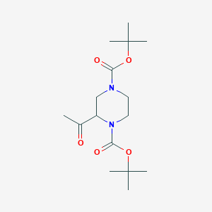 molecular formula C16H28N2O5 B6299406 Di-tert-butyl 2-acetylpiperazine-1,4-dicarboxylate CAS No. 2411637-42-6