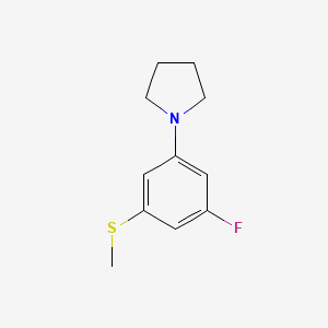 molecular formula C11H14FNS B6299422 1-(3-Fluoro-(5-methylsulfanyl)phenyl)pyrrolidine CAS No. 2121515-14-6