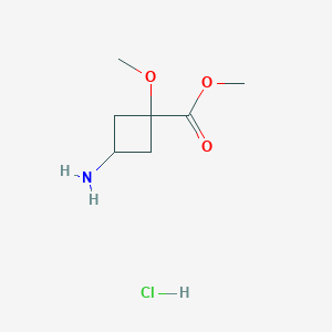 molecular formula C7H14ClNO3 B6299449 盐酸甲基反式-3-氨基-1-甲氧基-环丁烷甲酸酯 CAS No. 2231664-03-0