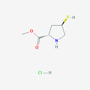 molecular formula C6H12ClNO2S B6299458 盐酸甲基（2S,4R）-4-巯基吡咯烷-2-羧酸酯 CAS No. 2231666-33-2