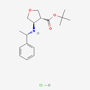 molecular formula C17H26ClNO3 B6299508 t-Butyl trans-4-[[(1S)-1-phenylethyl]amino]tetrahydrofuran-3-carboxylatehydrochloride CAS No. 1422196-72-2