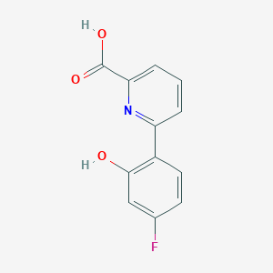 molecular formula C12H8FNO3 B6299661 6-(4-Fluoro-2-hydroxyphenyl)picolinic acid, 95% CAS No. 1261968-16-4
