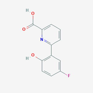 molecular formula C12H8FNO3 B6299668 6-(5-Fluoro-2-hydroxyphenyl)picolinic acid, 95% CAS No. 1261904-20-4