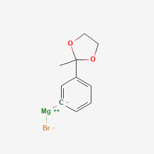 molecular formula C10H11BrMgO2 B6299802 (3-(2-Methyl-1,3-dioxolan-2-yl)phenyl)magnesium bromide, 0.50 M in THF CAS No. 107484-93-5
