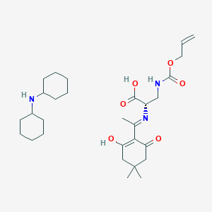 molecular formula C29H47N3O6 B6299848 N-alpha-(4,4-Dimethyl-2,6-dioxocyclohex-1-ylidene)ethyl-N-beta-allyloxycarbonyl-L-2,3-diamino-propionic acid dicyclohexylammonium salt (Dde-L-Dal(Aloc)-OH DCHA) CAS No. 1423017-90-6
