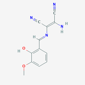 molecular formula C12H10N4O2 B6299856 1-Amino-2-(1-aza-2-(2-hydroxy-3-methoxyphenyl)vinyl)ethene-1,2-dicarbonitrile CAS No. 1616768-81-0