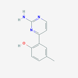 molecular formula C11H11N3O B6299990 2-(2-Aminopyrimidin-4-yl)-4-methylphenol CAS No. 925003-40-3