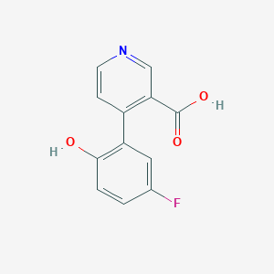 molecular formula C12H8FNO3 B6300096 4-(5-Fluoro-2-hydroxyphenyl)nicotinic acid, 95% CAS No. 1261984-05-7