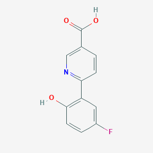 molecular formula C12H8FNO3 B6300106 6-(5-Fluoro-2-hydroxyphenyl)nicotinic acid, 95% CAS No. 1202050-20-1