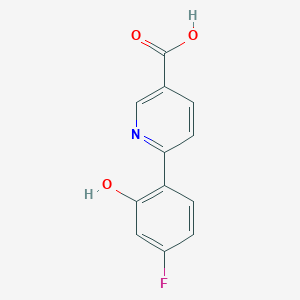molecular formula C12H8FNO3 B6300107 6-(4-Fluoro-2-hydroxyphenyl)nicotinic acid, 95% CAS No. 1261912-09-7