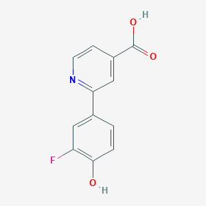 molecular formula C12H8FNO3 B6300122 2-(3-Fluoro-4-hydroxyphenyl)isonicotinic acid, 95% CAS No. 1261889-88-6