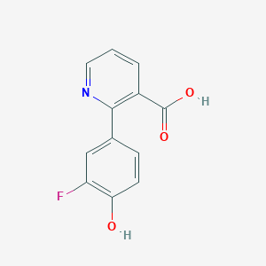 molecular formula C12H8FNO3 B6300190 2-(3-Fluoro-4-hydroxyphenyl)nicotinic acid, 95% CAS No. 1262004-42-1