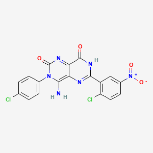 molecular formula C18H10Cl2N6O4 B6300356 6-(2-Chloro-5-nitrophenyl)-3-(4-chlorophenyl)-4-imino-1,3,7-trihydro-5,7-diazaquinazoline-2,8-dione CAS No. 1274903-28-4