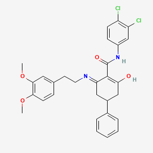 molecular formula C29H28Cl2N2O4 B6300357 N-(3,4-Dichlorophenyl)(6-((2-(3,4-dimethoxyphenyl)ethyl)amino)-2-oxo-4-phenylcyclohex-1-enyl)formamide CAS No. 1024210-13-6