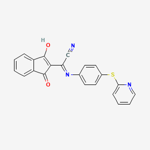 molecular formula C22H13N3O2S B6300425 2-(1,3-Dioxoindan-2-ylidene)-2-((4-(2-pyridylthio)phenyl)amino)ethanenitrile CAS No. 1024221-83-7