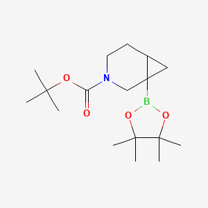 molecular formula C17H30BNO4 B6300531 叔丁基 1-(4,4,5,5-四甲基-1,3,2-二氧杂硼环丙烷-2-基)-3-氮杂双环[4.1.0]庚烷-3-羧酸酯 CAS No. 2095495-26-2