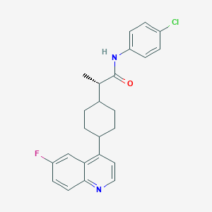 molecular formula C24H24ClFN2O B6300656 (2S)-N-(4-Chlorophenyl)-2-[cis-4-(6-fluoroquinolin-4-yl)cyclohexyl]propanamide CAS No. 2227198-92-5