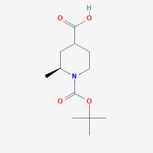 molecular formula C12H21NO4 B6300714 (2S)-1-[(tert-Butoxy)carbonyl]-2-methylpiperidine-4-carboxylic acid CAS No. 2227202-40-4