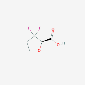 molecular formula C5H6F2O3 B6300722 (2R)-3,3-Difluorooxolane-2-carboxylic acid CAS No. 2165695-87-2