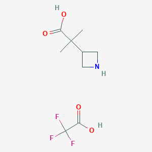 molecular formula C9H14F3NO4 B6300760 2-(Azetidin-3-yl)-2-methylpropanoic acid tfa CAS No. 2225878-90-8