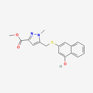 5-(4-Hydroxy-naphthalen-2-ylsulfanylmethyl)-1-methyl-1H-pyrazole-3-carboxylic acid methyl ester, 95%