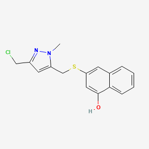 molecular formula C16H15ClN2OS B6300834 3-(5-Chloromethyl-2-methyl-2H-pyrazol-3-ylmethylsulfanyl)-naphthalen-1-ol, 95% CAS No. 2245716-35-0