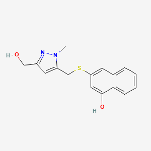 molecular formula C16H16N2O2S B6300836 3-[[5-(Hydroxymethyl)-2-methyl-pyrazol-3-yl]methylsulfanyl]naphthalen-1-ol CAS No. 2245716-32-7