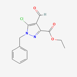 molecular formula C14H13ClN2O3 B6300843 Ethyl 1-benzyl-5-chloro-4-formyl-pyrazole-3-carboxylate CAS No. 2095516-87-1