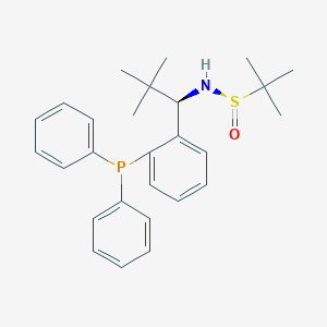molecular formula C27H34NOPS B6300971 [S(R)]-N-[(1R)-1-[2-(diphenylphosphino)phenyl]-2,2-dimethylpropyl]-2-methyl-2-propanesulfinamide, 95% CAS No. 1906918-20-4