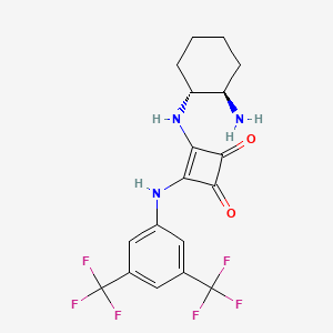 molecular formula C18H17F6N3O2 B6301006 3-[(1R,2R)-2-Aminocyclohexylamino]-4-[3,5-bis(trifluoromethyl)phenylamino]cyclobut-3-ene-1,2-dione, 98% CAS No. 1888443-73-9