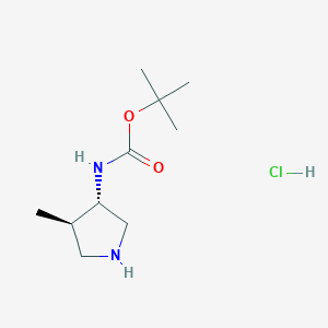 molecular formula C10H21ClN2O2 B6301038 (3S,4R)-(4-甲基吡咯烷-3-基)-氨基甲酸叔丁酯盐酸盐 CAS No. 2173637-29-9